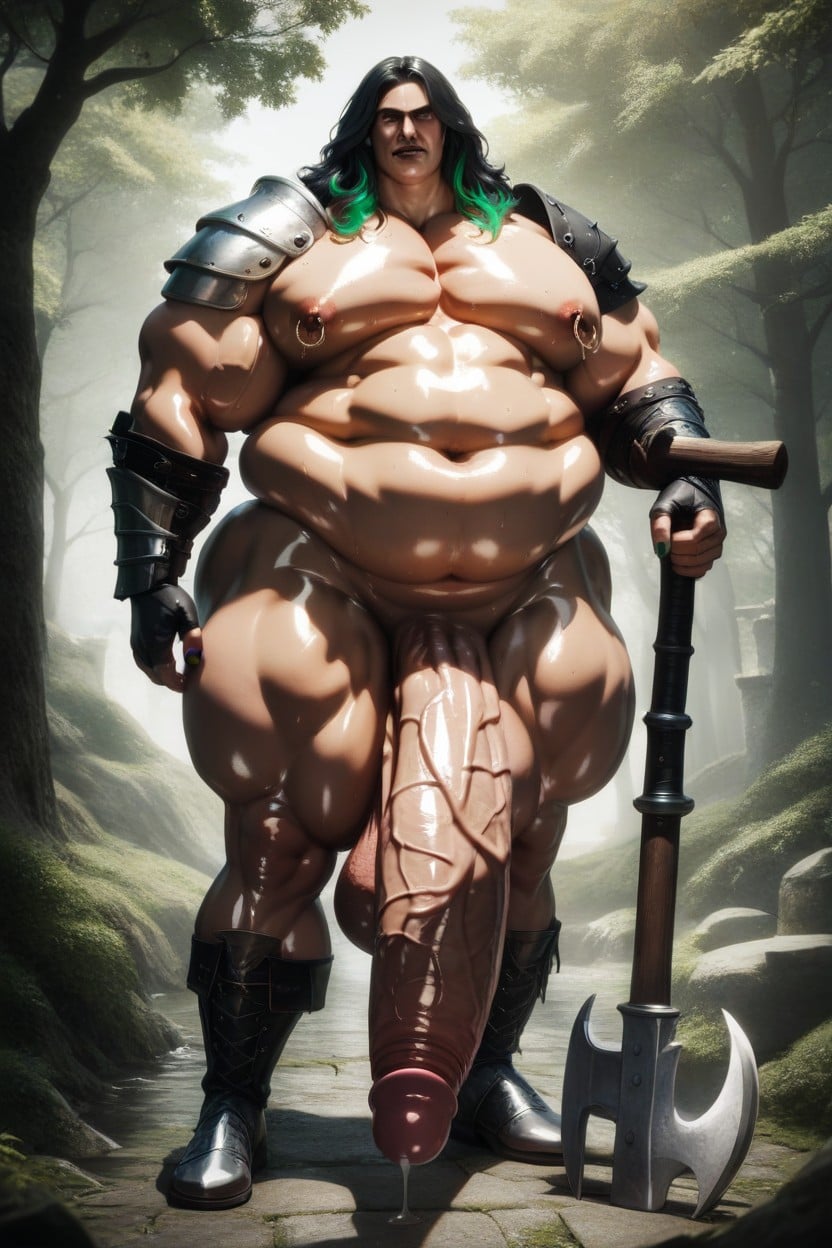 Muscular Pecs, Veiny Penis, Penis Bigger Than Body AI Gay Porn