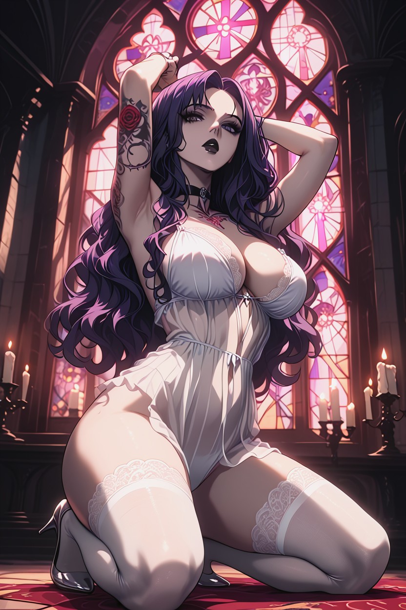 Kneeling On A Gothic Marble Floor, 18+, Massive Ass Hentai AI Porn