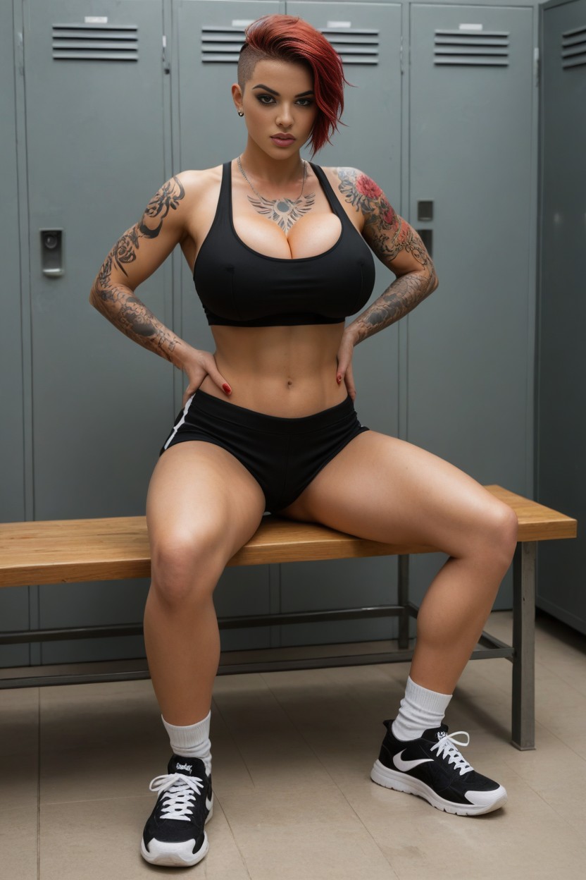 Beautiful Tomboy, Redhead, Very Short Hair AI Porn