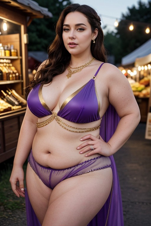 Big Forehead, No Underwear, Gold Belly Chain Jewelry With Gold Charms AI Porn