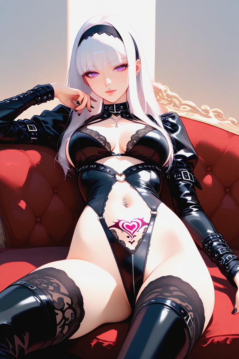 Looking At Viewer, Thighhighs, Navel Hentai AI Porn