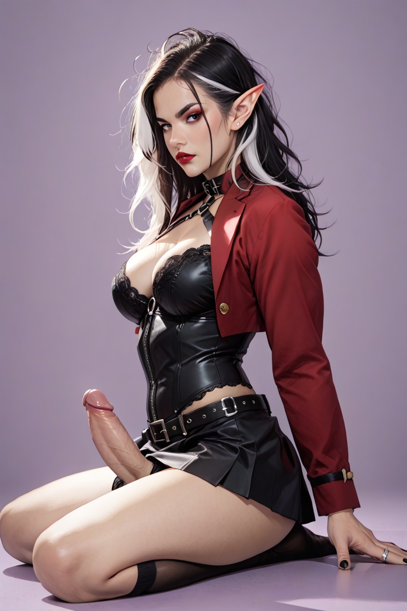 Black Latex Skirt, 18+, Open Clothes Shemale AI Porn