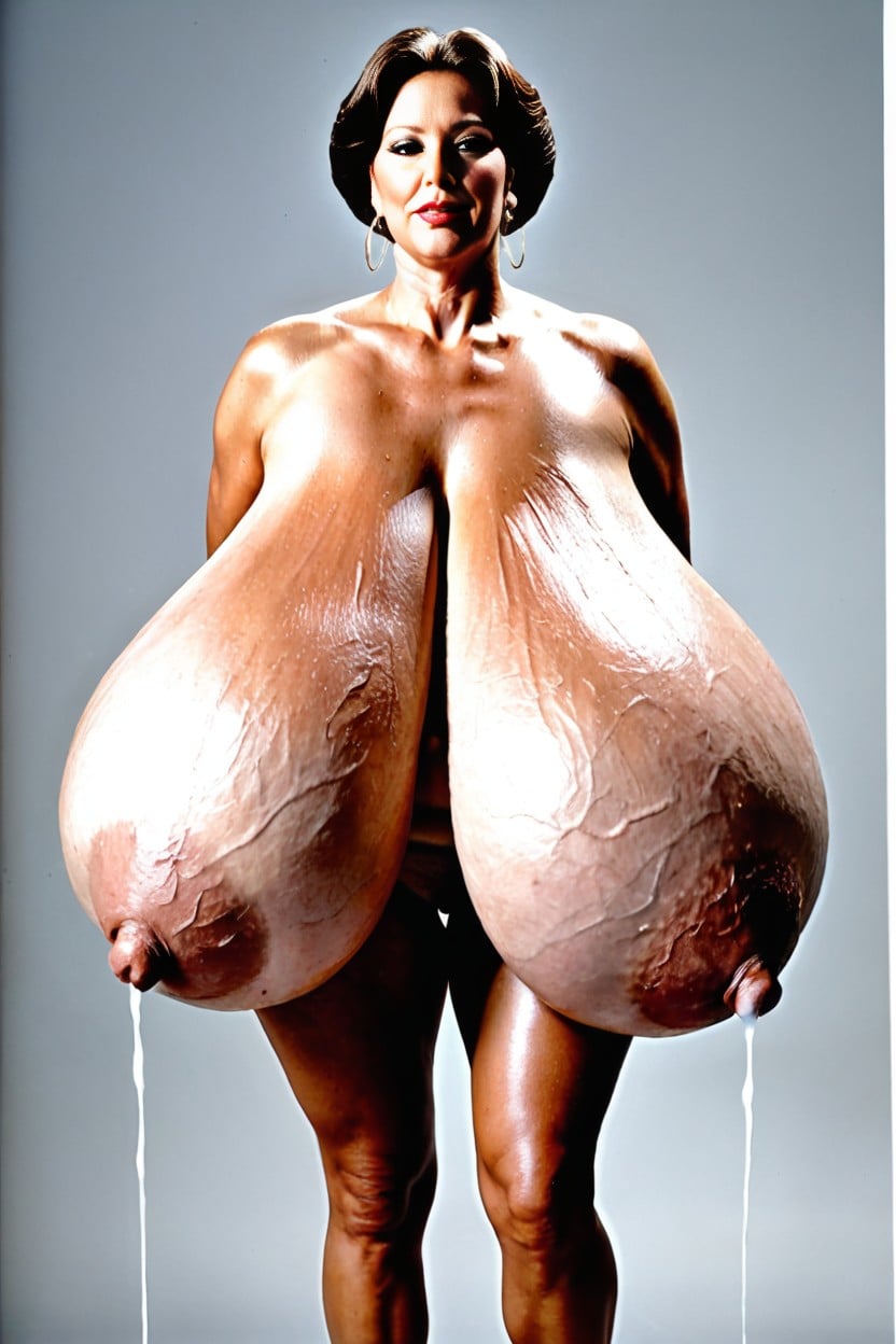 Giant Insane Massive Gigantic Breasts, Long Nipples, Wide Cleavage AI Porn