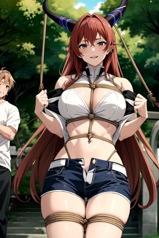 Navel Exposed, Shibari, Street AI Porn