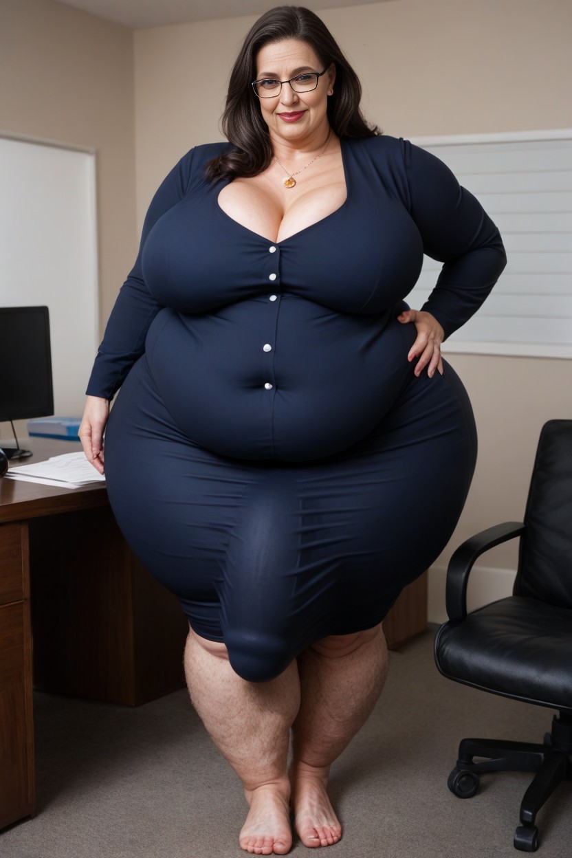 Large Breast, Black Stockings, Hairy Feet Hairy Ankles Hairy Bushy Thighs Like A Sasquatch AI Porn