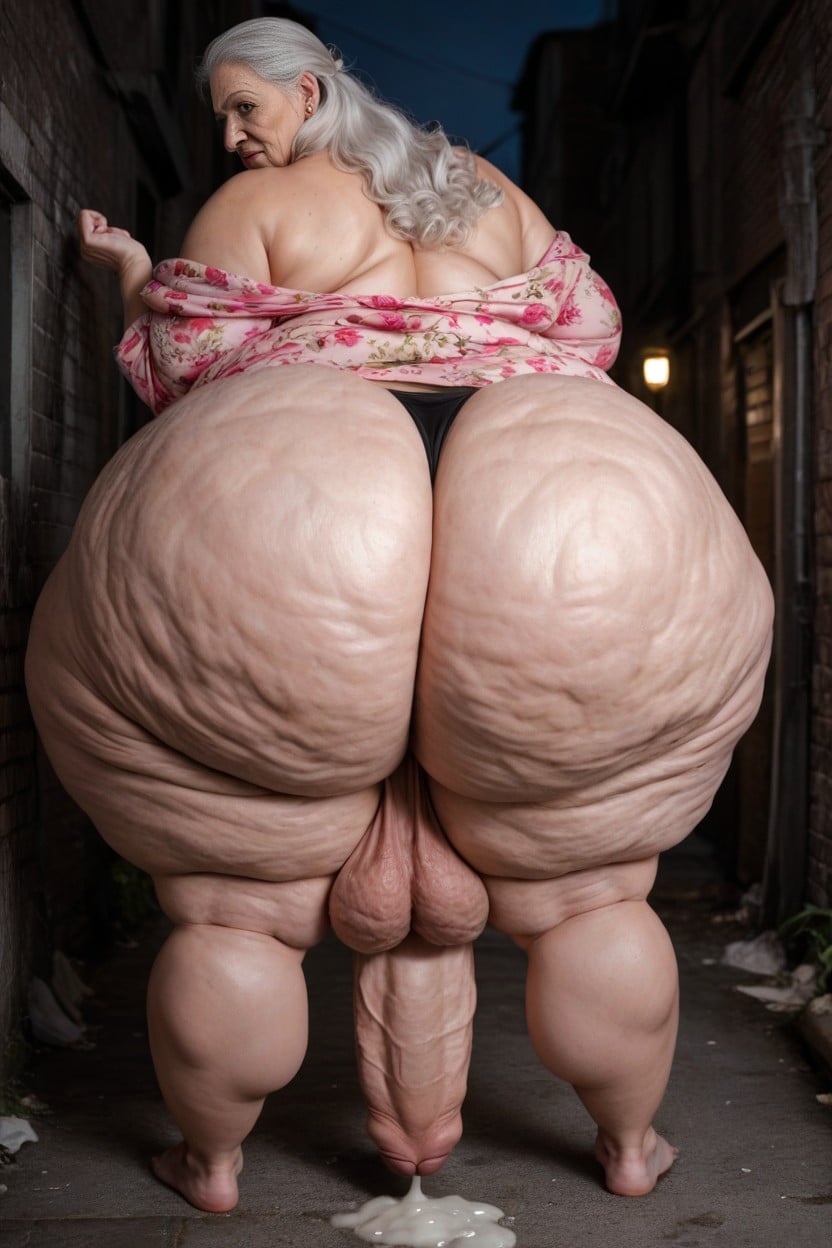 Walking In Dark Abandoned City At Night, Cellulite Arms, Wet Clothes AI Porn