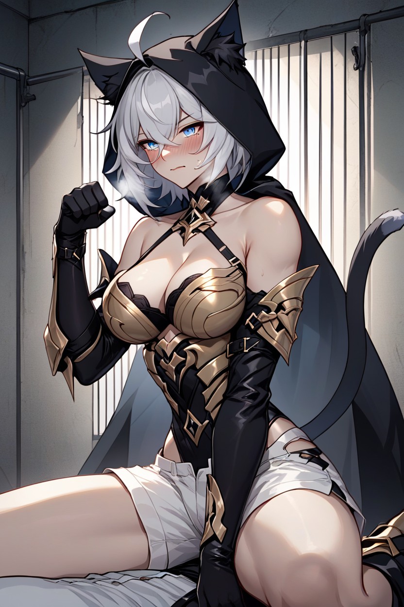 Teary Eye, Gold Armor Boots, Black Hood Hentai IA