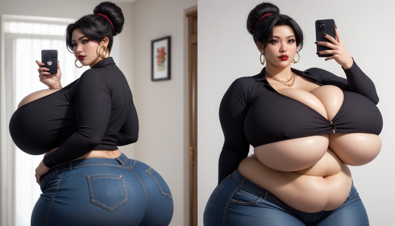 18+, Selfie, Most Hyper Ultra Mega Busty Woman Ever To Be Seen BBW AI Porn