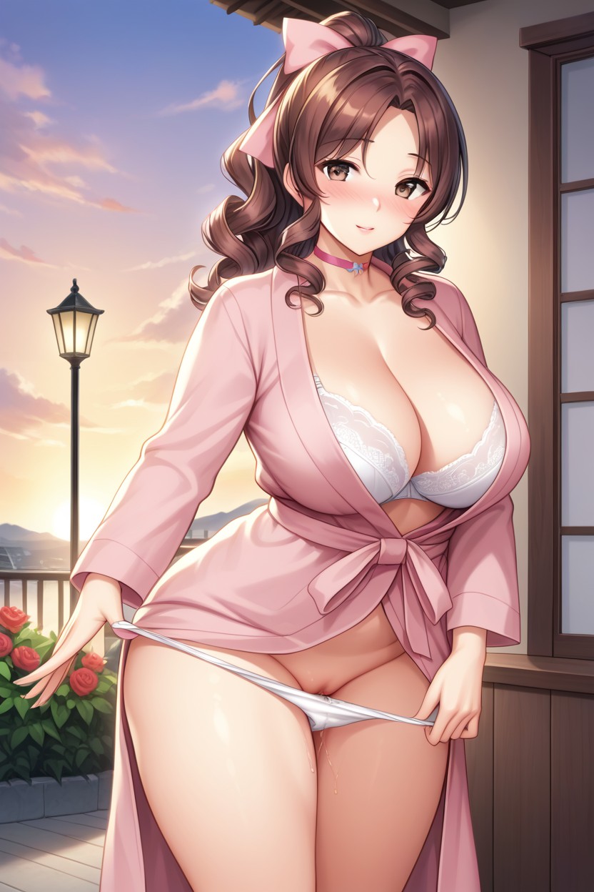 Medium Perky Breasts, Bbw, White Panties Pulled Down Hentai AI Porn