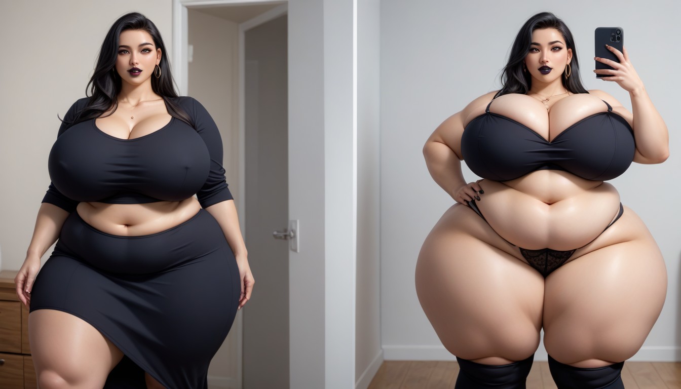 Cleavage, Multiple Views, Selfie BBW AI Porn