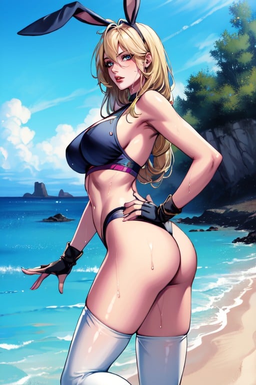 Posing, Blonde, No Bunny Ears AI Porn