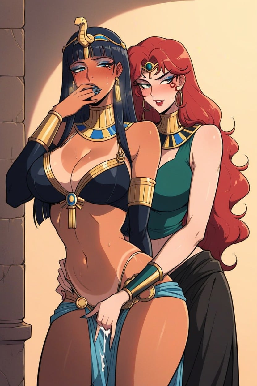 Fingering Pussy, Dimly Lit, Egyptian Princess Behind Hentai AI Porn