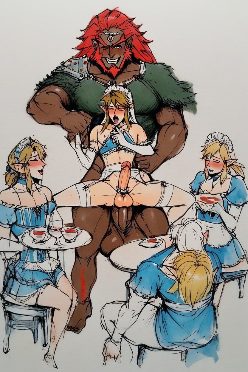 Another Man Standing Next To Link, Moaning From Pleasure Face, Anal Hentai AI Porn