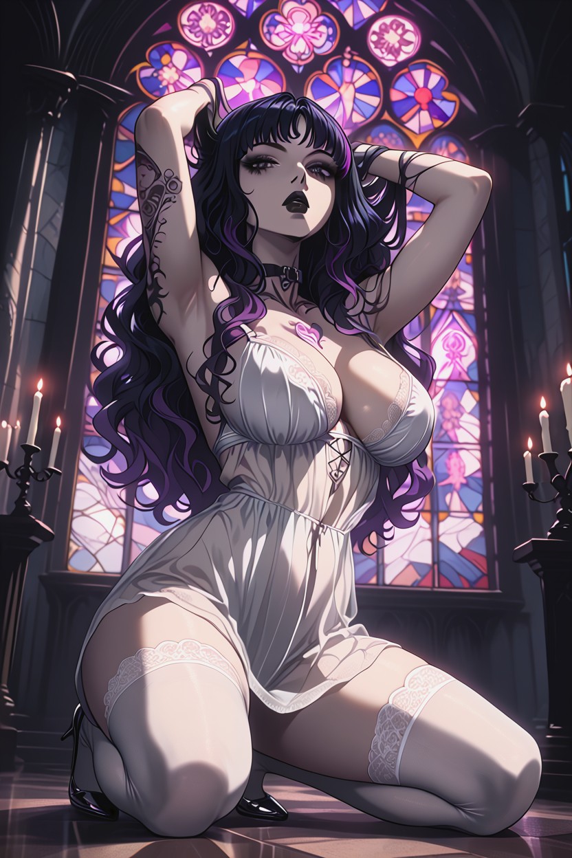 Ultra Detailed, Surrounded By Candles And Mist, Arms Up Hentai AI Porn