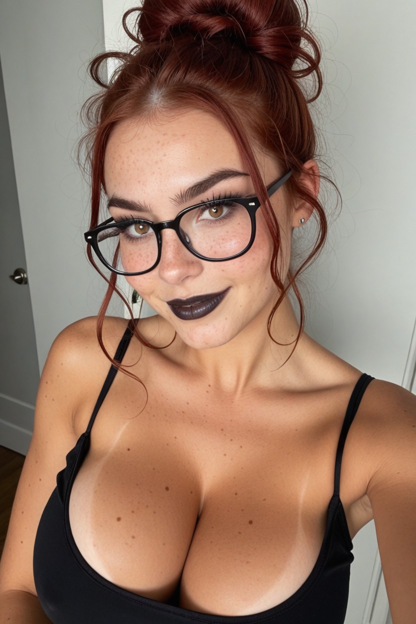 Curved Forehead, Cleavage, Black Mascara AI Porn