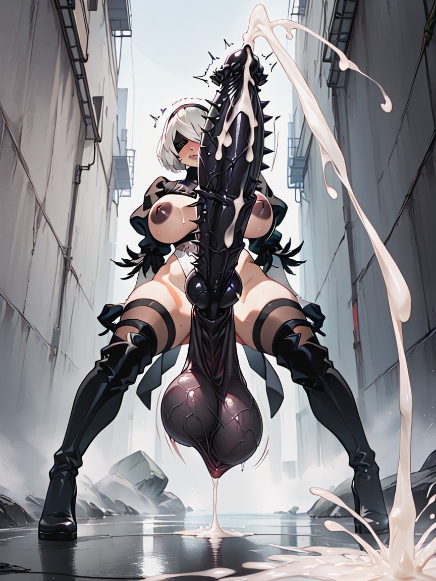 Barbed Penis, Black Penis, On All Fours Shemale AI Porn