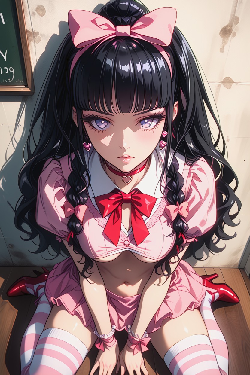 Hinata Hyuuga, Kneeling, Underboobs Hentai AI Porn