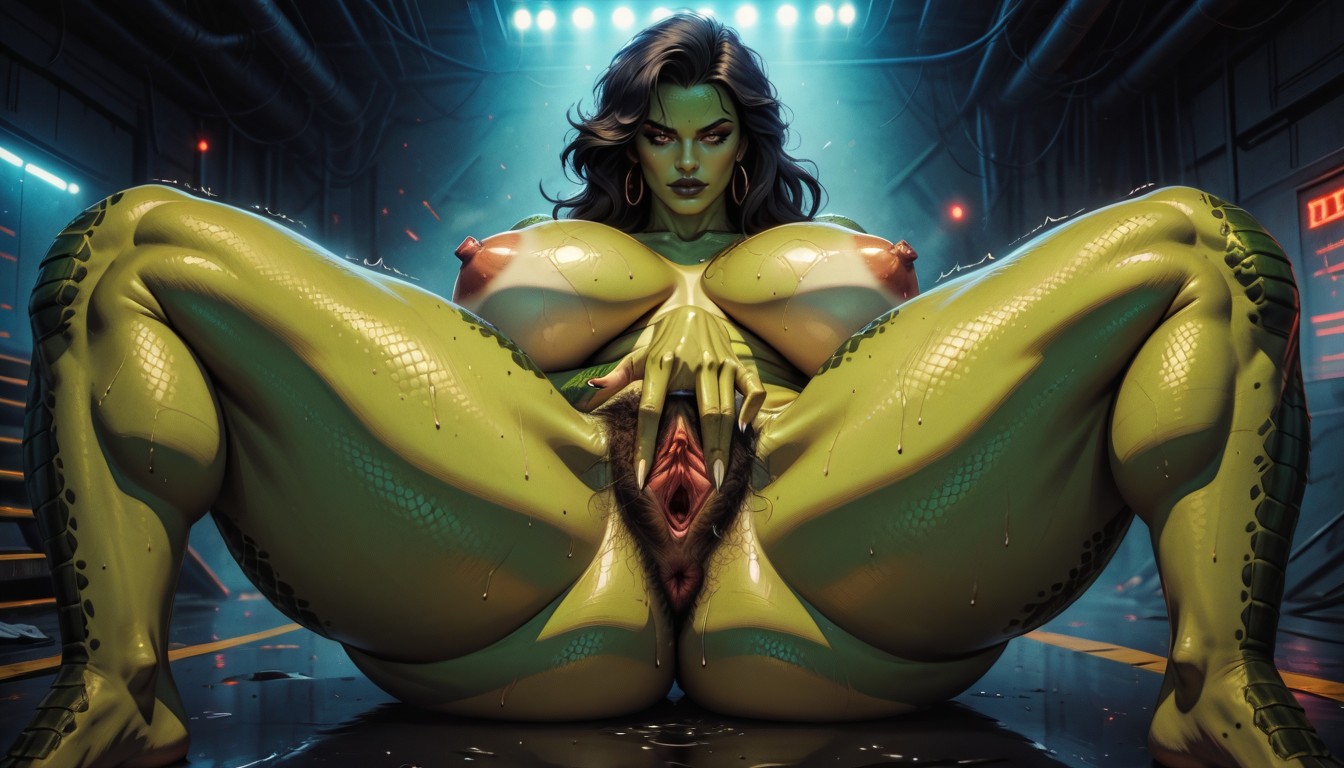 Having An Orgasm, Anime Style, A Lot Of Scales In All The Lower Body AI Porn