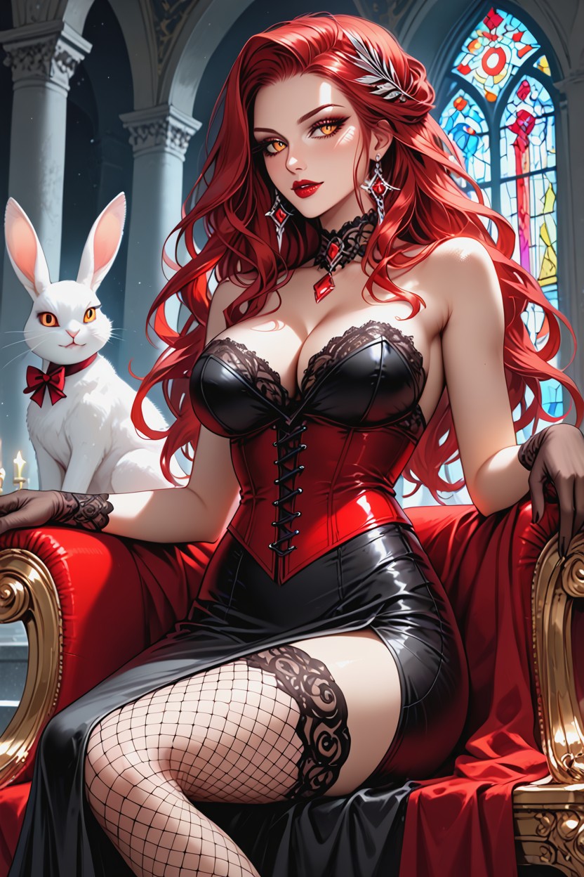 Warm Light, Luxurious Ruby Lace Gloves, Night Hentai AI Porn