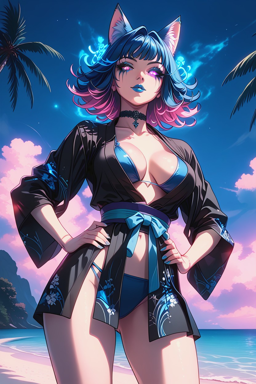 Glowing Eyes, Happy, Beach Hentai AI Porn