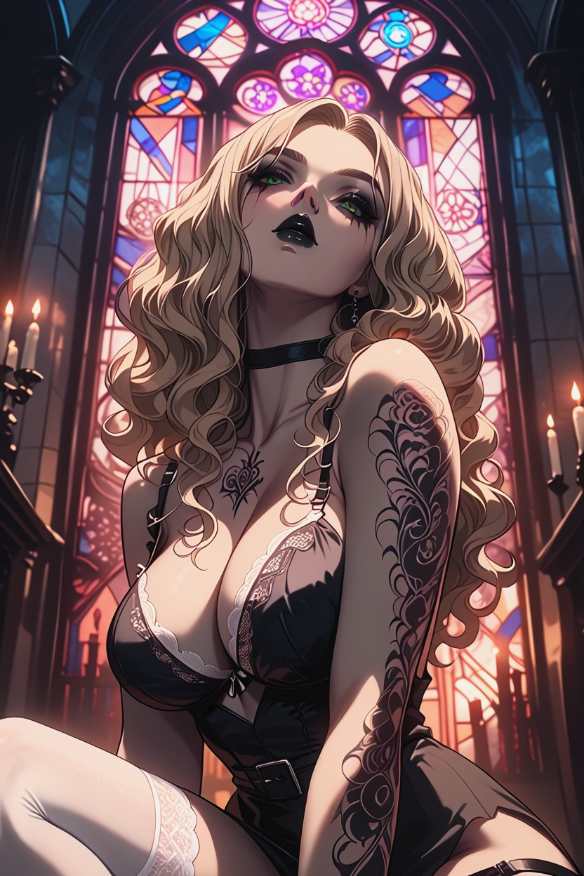 Blonde Hair, Dark Makeup, Mariam Vampire Woman Hentai AI Porn