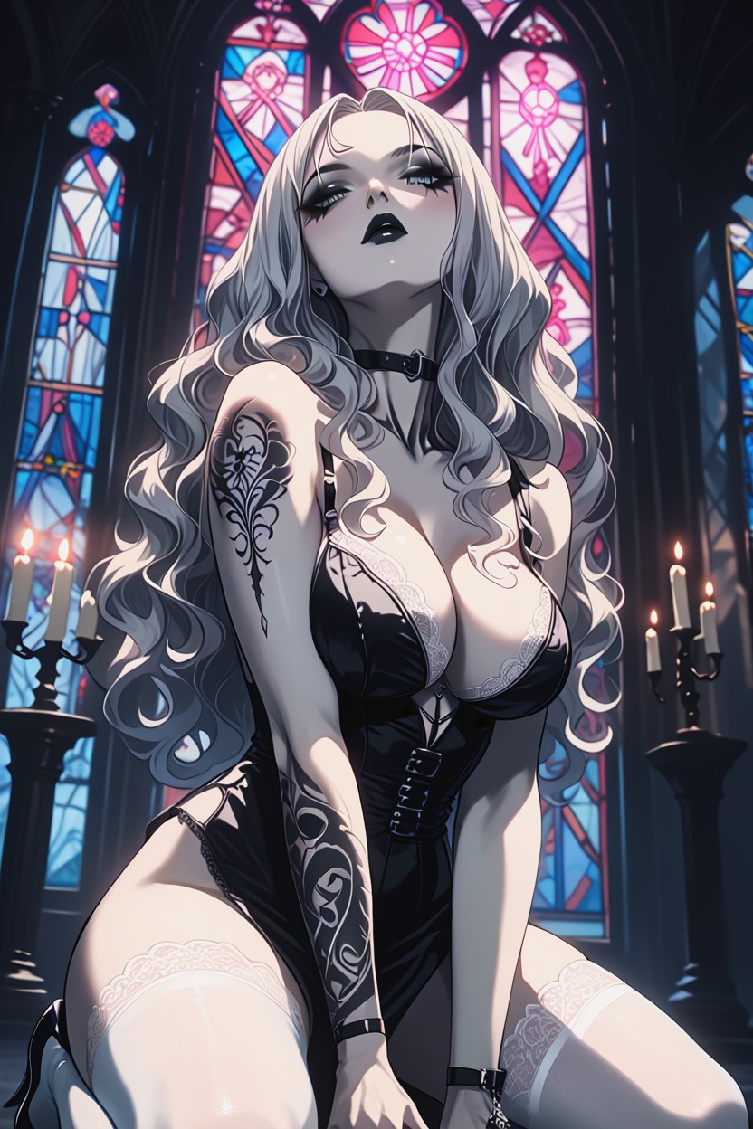 Tattoos, Blonde Hair, Large Breasts Hentai AI Porn
