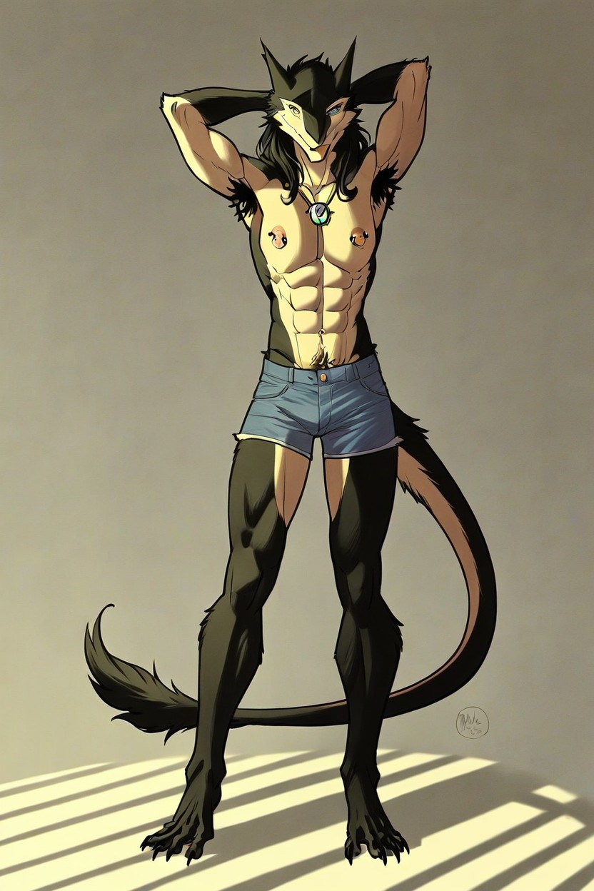 Pectorales Marcados, Looking At Viewer, Sergal Furry AI Porn