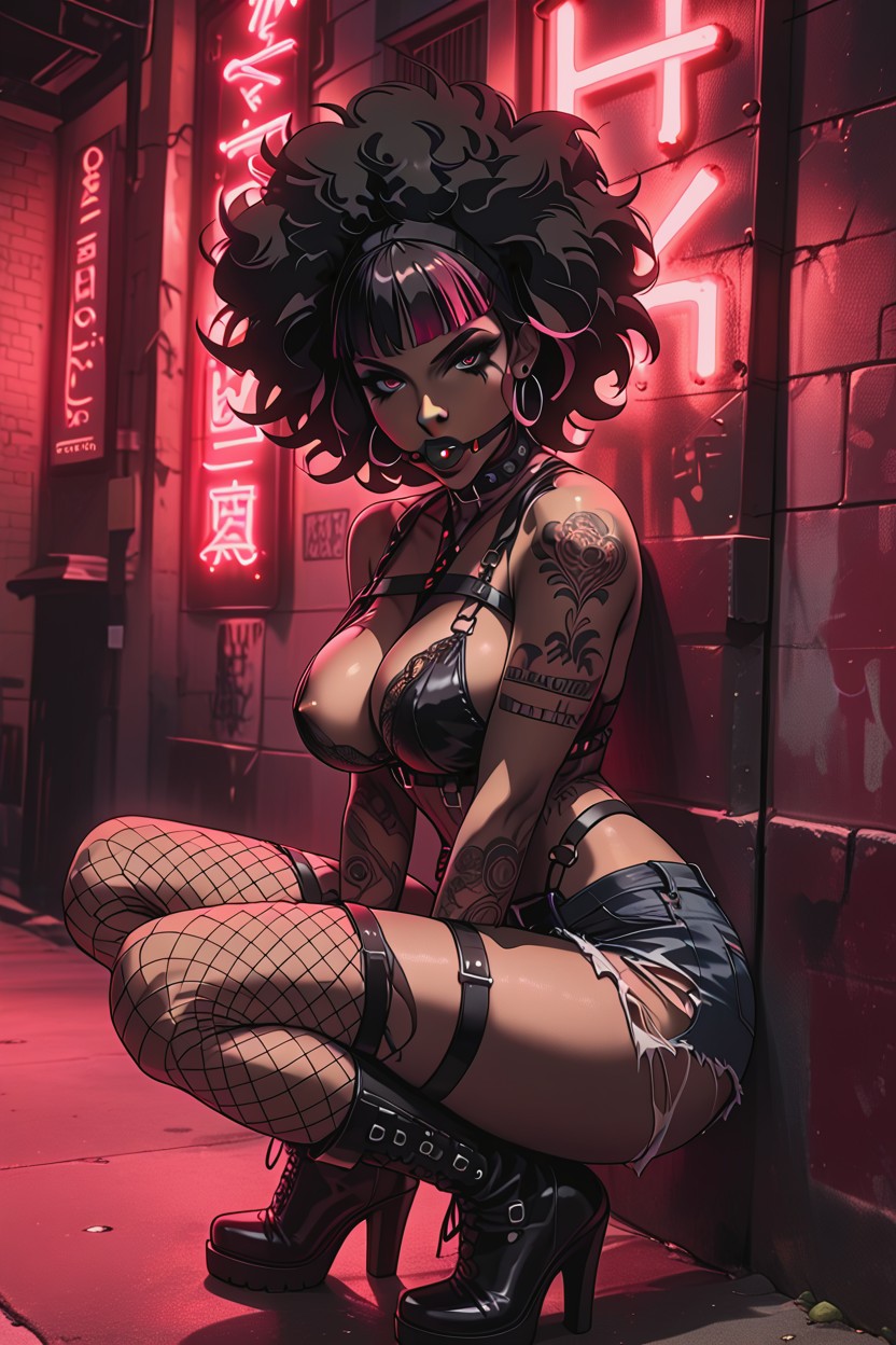Black Lips, The Other Sliding Between Her Legs, Dark Makeup Hentai AI Porn