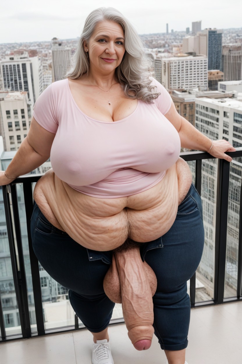 Large Hips, Fully Clothed, Pink Shirt AI Porn