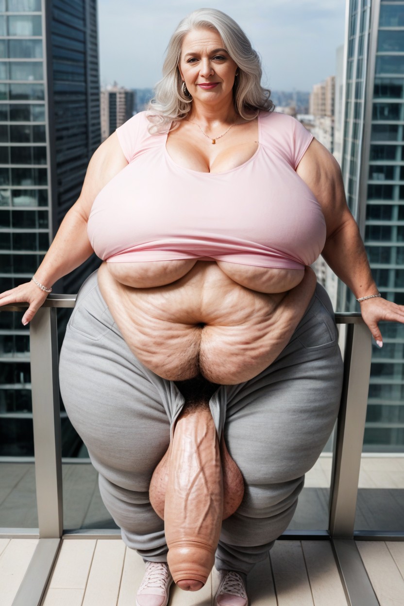 Standing, Impossibly Huge Ass, Gray Sweatpants AI Porn