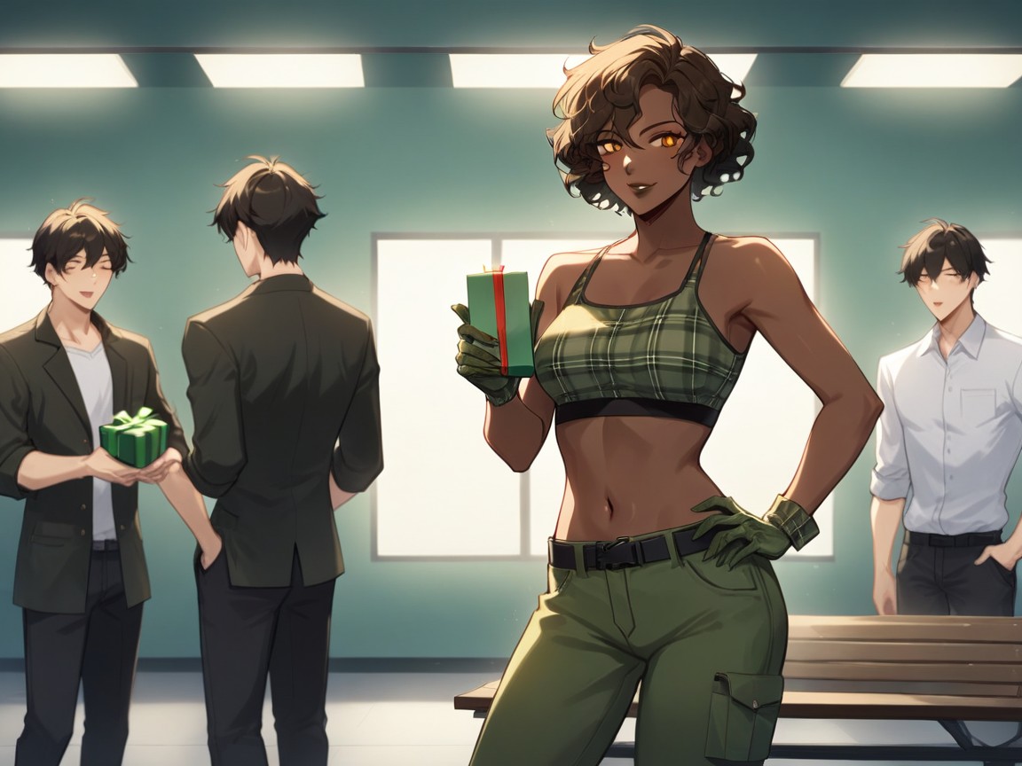 Squared Shoulders, Packing Bench, Cargo Pants Hentai AI Porn