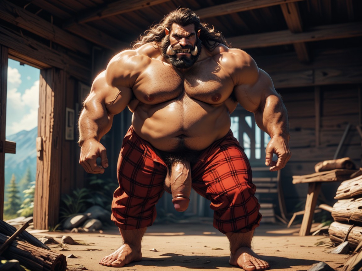Fluffy Ears, Log Cabin Soft Light, Hairy Arms Shoulders And Legs 게이 AI 포르노