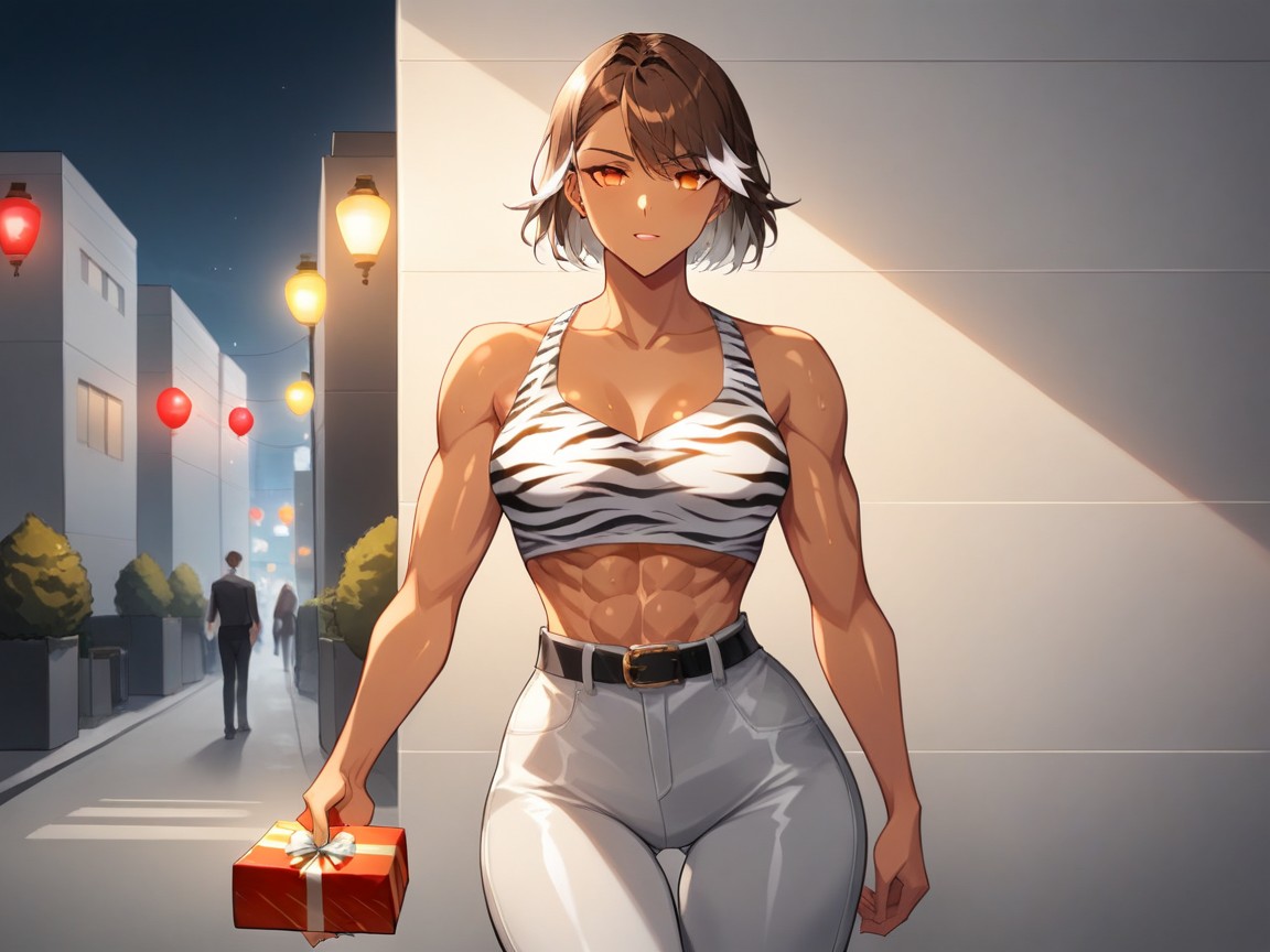 Squared Shoulders, Wide Waist, Squared Firm Breasts Hentai AI Porn