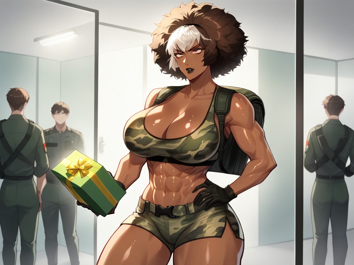 Floodlights, Knee High Combat Boots, Strong Arms Hentai AI Porn