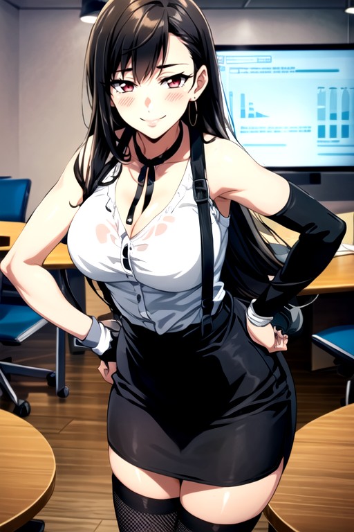 Waist Shot, Detailed, Dark Blue Pencil Skirt Hentai AI Porn