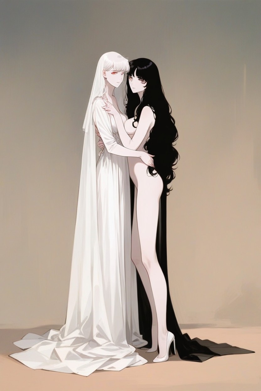 Fully Ultra White Pale Porcelain Pinkish Skin, Lines, Pinkish White Albino Skin AI Porn