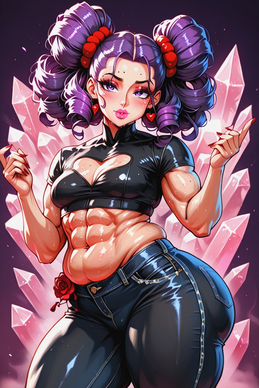 Broad Chest, Dark Purple Hair, Beautiful Butt AI Porn