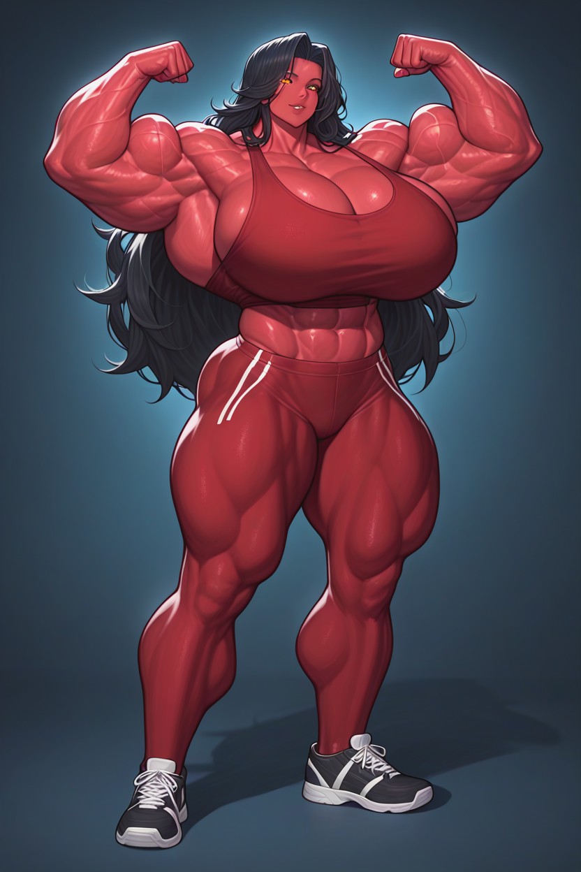 Black Hair, Massive Muscles, Detailed Eyes Hentai AI Porn