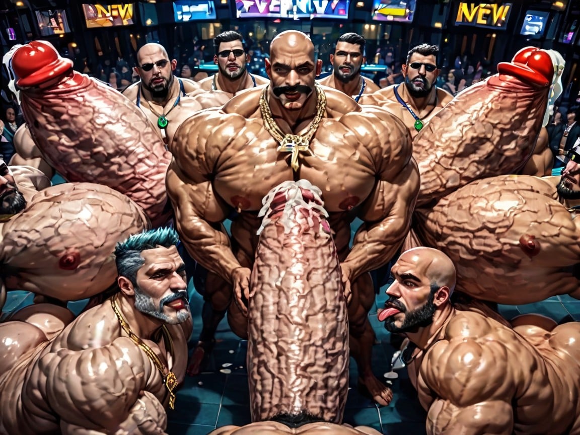 땀나는, Big Pecs, 팔 뒤로 게이 AI 포르노