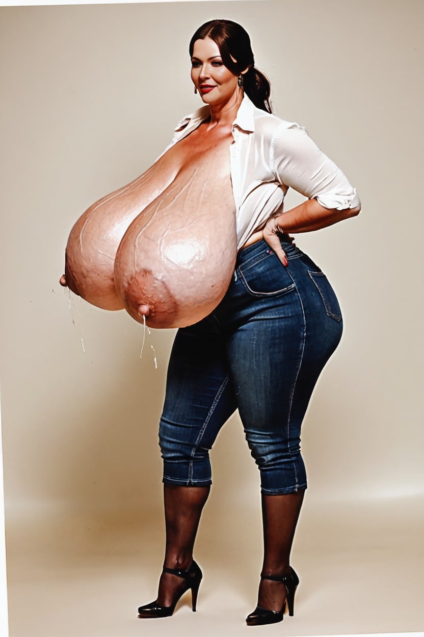 Massive Saggy Boobs, Veins On Breasts, Big Clitoris AI Porn