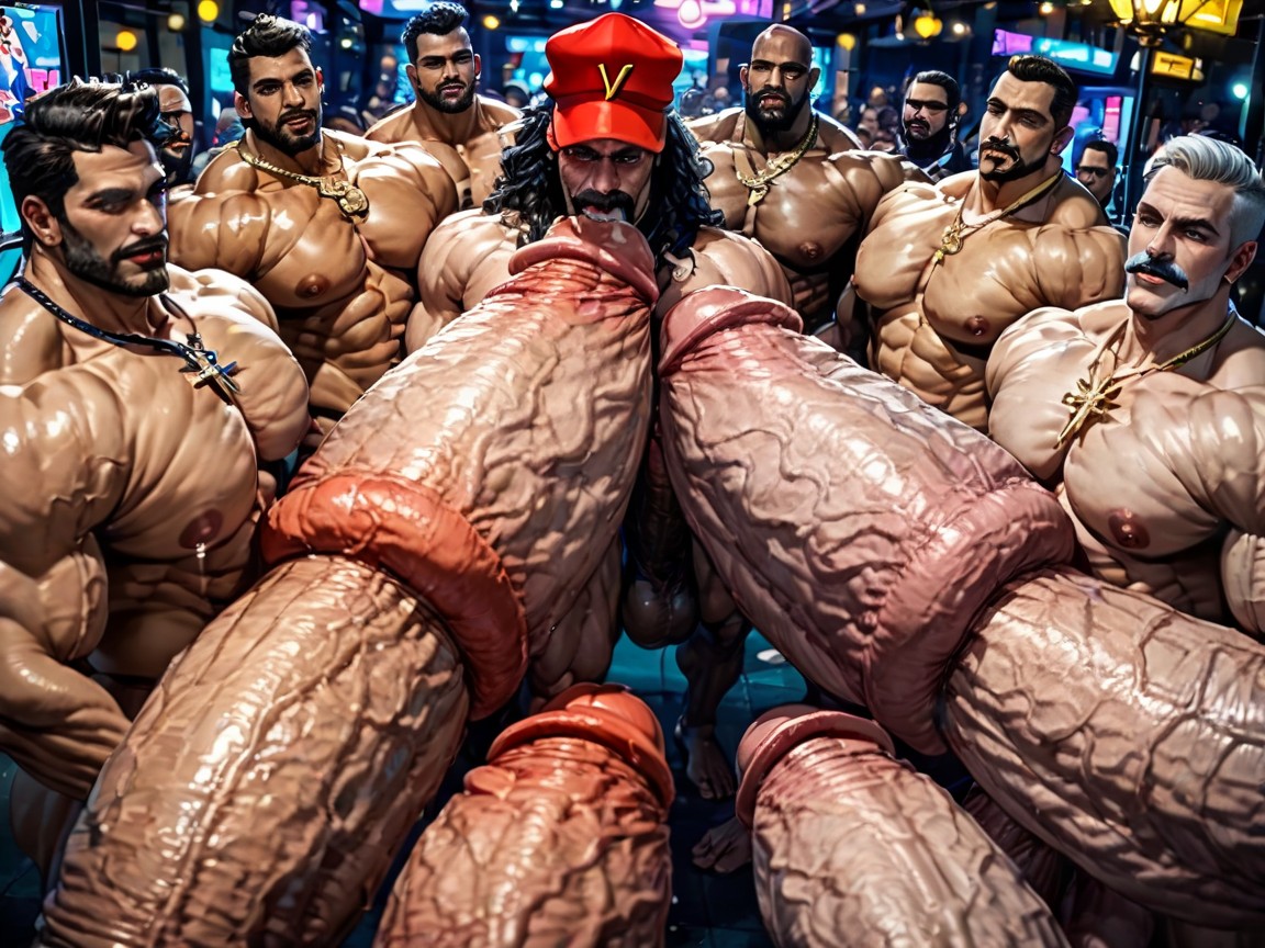 Front View, Squatting, Big Pecs AI Gay Porn