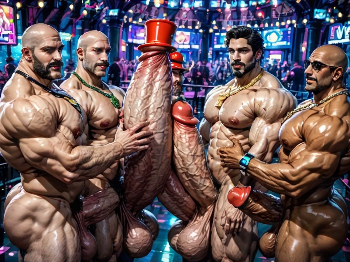Oversized Hyper Boobs, Tongue Out, Double Penetration In Mouth AI Gay Porn