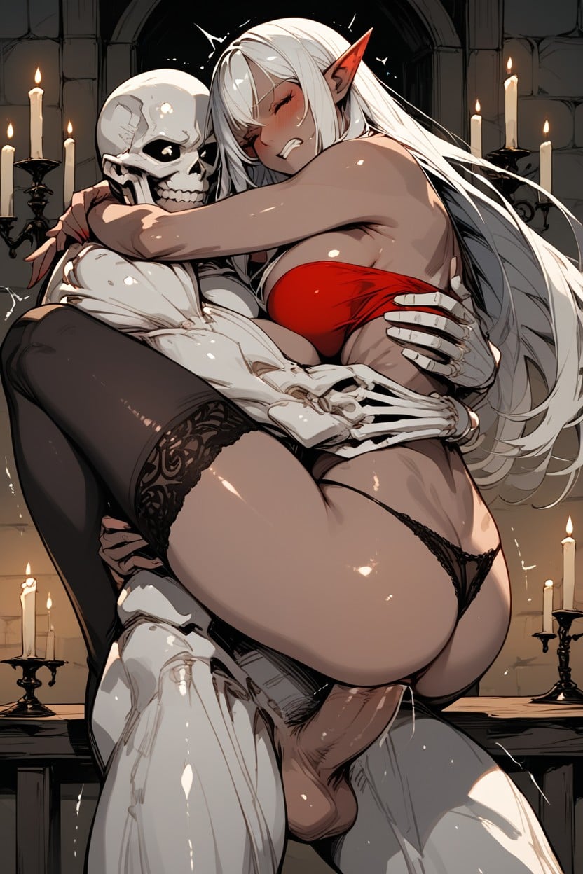 Straight Bangs, Red Bandeau, Blushing Hentai AI Porn