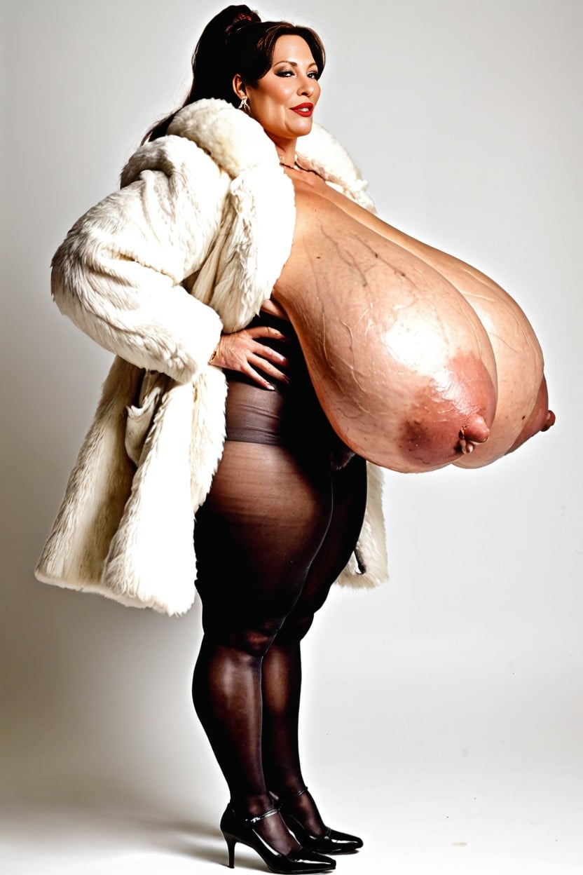 Gigantic Breasts, Massive Saggy Veiny Breasts, Long Nipples AI Porn