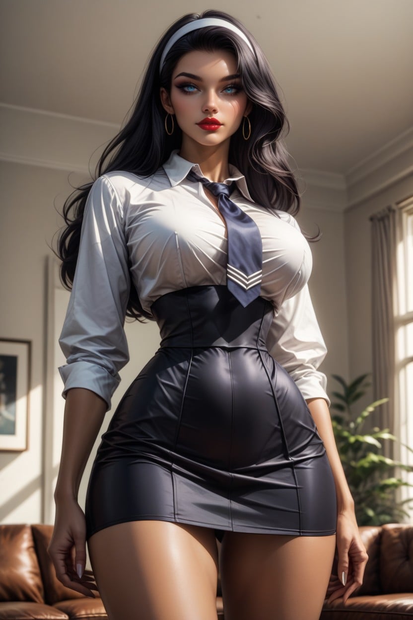 Form Fitting Clothes, Realistic Highly Detailed Light Blue Eyes, Highly Detailed AI Porn