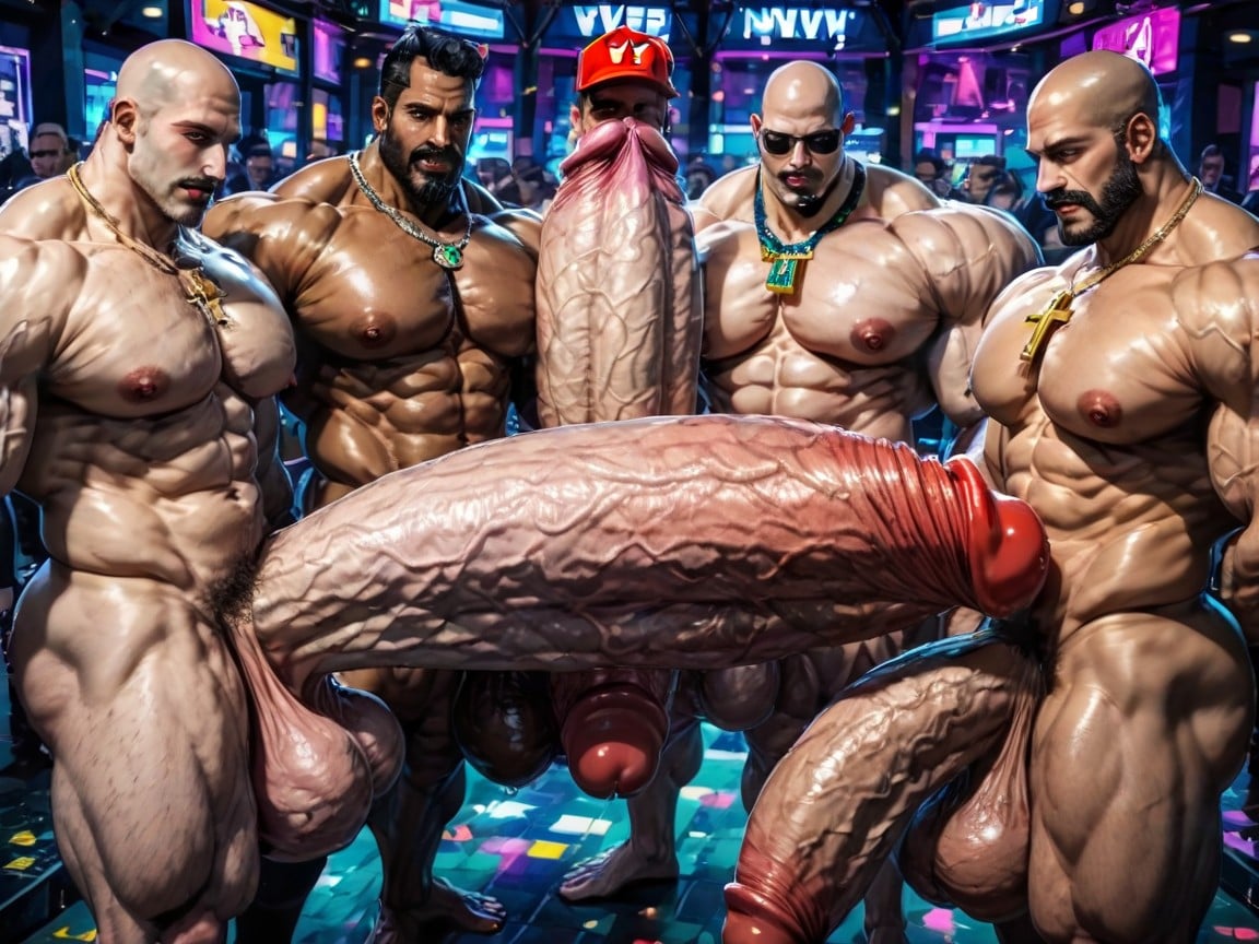 Cum Covered Ass, Many People Around, Huge Hyper Nipples AI Gay Porn