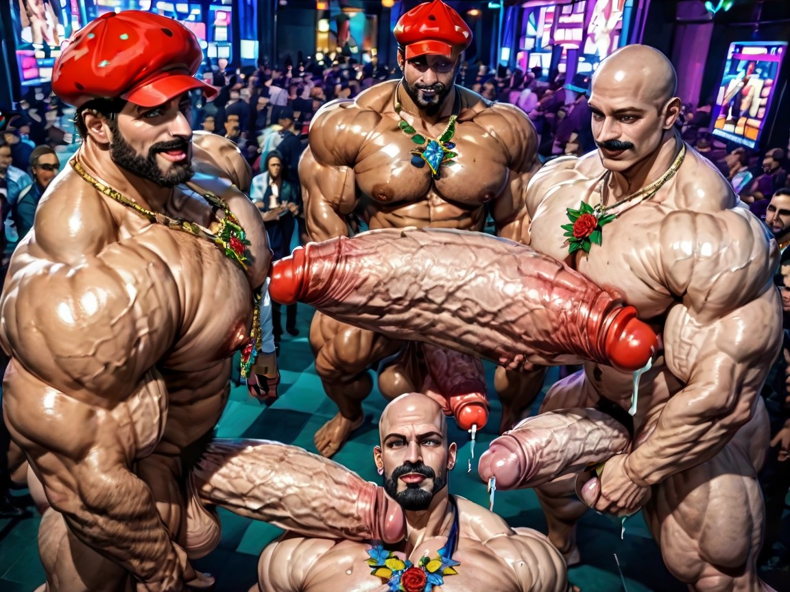 Club, Tongue Out, Oral Double Penetration AI Gay Porn