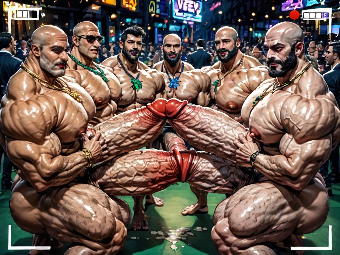 Oiled Skin, Gangbang Massive Ass, Hands Spreading Ass Very Far Apart AI Gay Porn