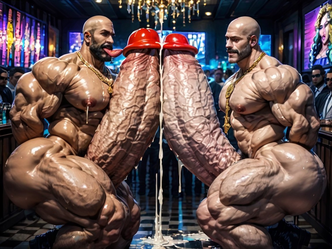 Many People Around, Extreme Hyper Boobs, Erect Penis AI Gay Porn