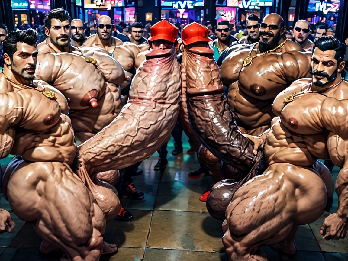 Oversized Muscles, Top Down, Mouth Agape AI Gay Porn